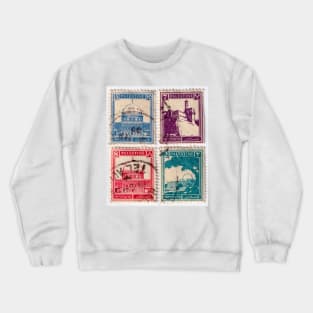 Four Palestine Stamps, 1935, hi res Crewneck Sweatshirt